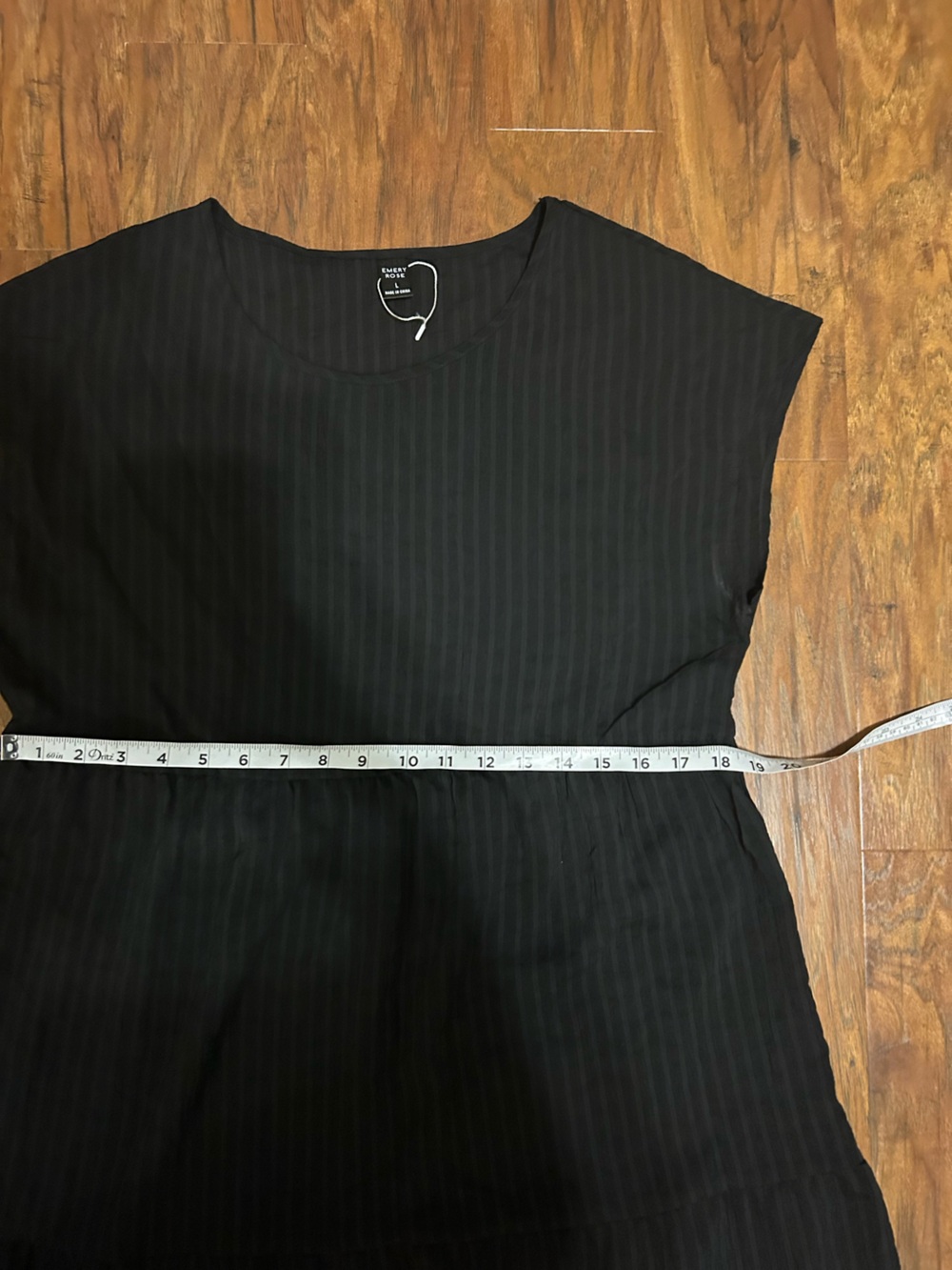 Tiered Black Midi Dress Subtle Texture Little Black Casual Whimsy Goth - Picture 7 of 11